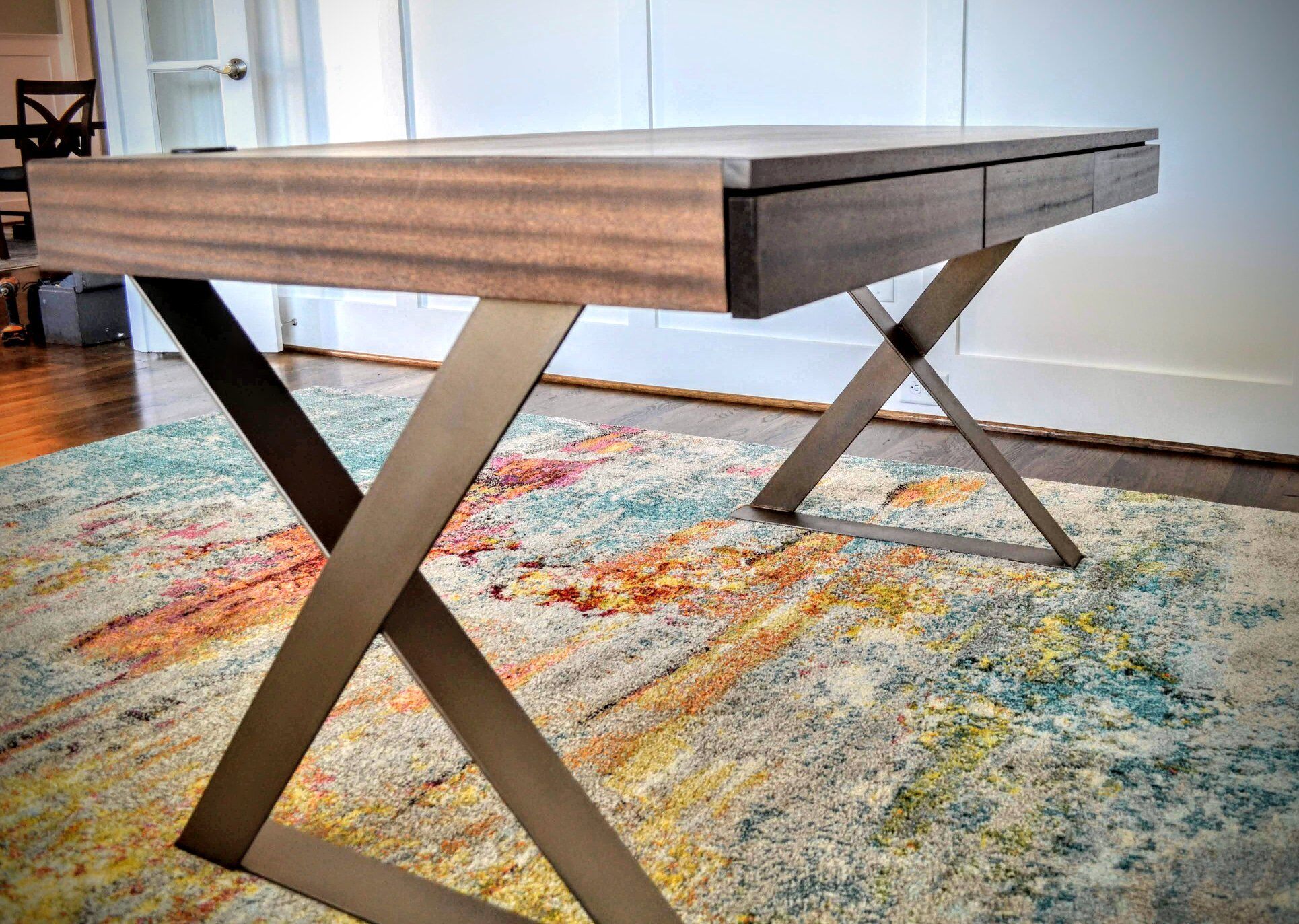 Modern Executive Desk - Warm Mahogany