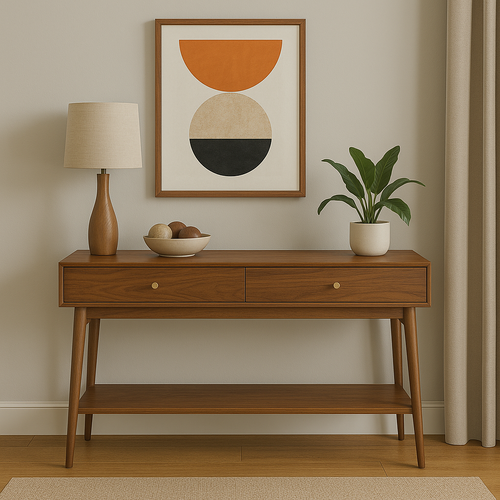 Mid Century Modern Walnut Console Table-1