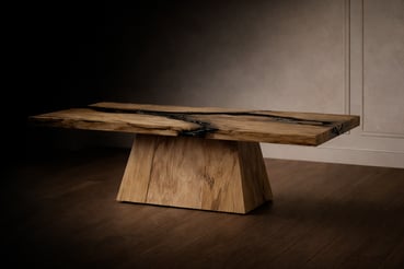 Elegant wooden table with epoxy river